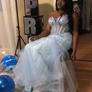 Icy blue prom dress